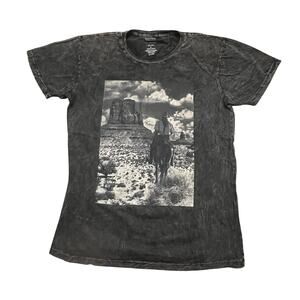 Cut & Paste Graphic T Shirt Mens‎ L Western Cowboy Desert Vintage Style Black